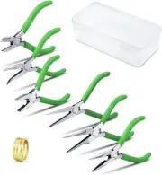 Mini Pliers Tool Set 6 Piece 4-1/2 Inches Precision Diagonal Plier Long Nose