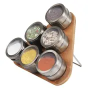 Magnetic Triangular Bamboo Spice and Jar Holder
