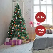 Costway 2.1m Artificial Christmas Tree Xmas Pine Tree with Solid Metal Legs