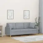 3-Seater Sofa with Throw Pillows Light Grey