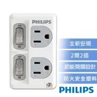 在飛比找momo購物網優惠-2入組【Philips 飛利浦】新安規 節能開關 2開2電腦