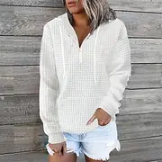Women's Pullover Hoodie Sweatshirt Plain Streetwear Casual Comfy Long Sleeve Hooded Regular Tops Street Holiday Going out Pocket Quarter Zip Black White Gray F