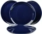 DIANE VON FURSTENBERG DVF Home Pebblestone Cobalt Blue Dinner Plate Set/4 New