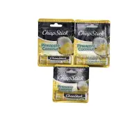 ChapStick Pineapple Coconut Lip Balm, 0.15 ounce, Lot of 3, Carded, Sealed