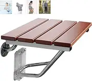 Folding Shower Seat Bench,Wall Mount Foldable Shower Chair for Seniors,Wood Bathroom Safety Shower Stool for Elderly/Disabled Anti-Slip Shower Seat Stool, Max 330 Lb