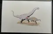 Argentinosaurus Attacks Mapusaurus By Mike Harn! 11x17 Bristol Colored Pencil!!