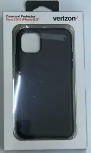 Verizon Case & Glass Screen Protector Bundle for iPhone 11 Pro Max 6.5" Black