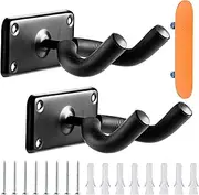 S STRAILBOARD Skateboard Wall Hanger Premium Ski Hanger and Guitar Hanger Neatly Organized Wall Mount for Guitar, Skateboard, Longboard, Skis, Snowboards, Water Skis and More,2 Pack