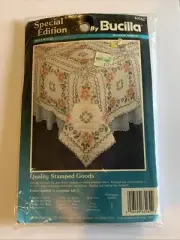 VTG 1990 Bucilla Blossom Border Stamped Cross Stitch 6 Quilt Blocks 63162
