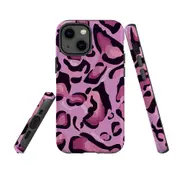 For Apple iPhone 13 mini Case, Armour Back Cover, Magenta Leopard Pattern