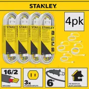 STANLEY 6FT 3-OUTLET INDOOR EXTENSION CORD, WHITE