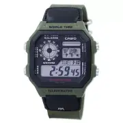 Casio AE1200WHB-3BV Digital World Map Alarm Backlight 100M Men's Watch