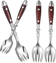 Cabilock 4pcs Stainless Steel Sporks Salad Forks Comfortable Handles for Desserts Appetizers and Everyday Meals Long Reusable Utensils Glossy Finish