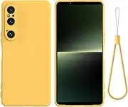 [HWPIVOX] Case for Sony Xperia 1 VI, Silicone Protective Phone Case for Sony Xperia 1 VI with Silicone Lanyard, Slim Thin Soft Shockproof Cover for Sony Xperia 1 VI Silicone Case Yellow