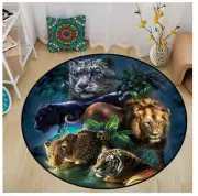 Big cats of the jungle Lion / Tiger / Jaguar CARPET RUG 100x100CM