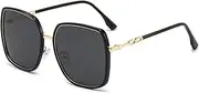 HMKING Large Retro Metal Square Frame Polarized Sunglasses for Mens Womens Retro Mirrored Lens Sun glasses for Driving Fishing, Black-gray