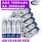 Rechargeable Battery NI-MH 1.2V 3000mAh AA/1000mAh AAA Recharge Batteries 4-20x