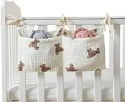 Crib Organizer | 2 Pockets Multifunctional Diaper Caddy - Bedside Caddy for Changing Table and Baby Crib, Nursery Organization and Diaper Storage Cenrf