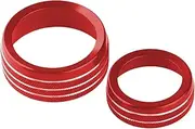 JIUYIN 1 Set Knob Ring Cover Trim,Fit For Jeep, Grand Cherokee 2014-2021 Red Central Console AC Climate Radio Volume Switch Button Turn Dashboard Knob Ring