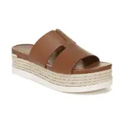 NIB Franco Sarto Kenny Cognac Leather Espadrille Platforms Slides Sandals size 7