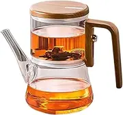 Water Separation Glass Teapot - Infuser Loose Leaf Pot, High-Temp Resistant Teaware | drable Heatproof Glass Teapot with Press Control Spout, for hrbal Floral Black and Green Tea Brewing
