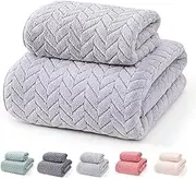 YURIRIA Bathroom Towels 2PCS Ultra Soft Water Absorbent Towel Set for Beach Swimming and Spa Quick Drying Microfiber Towels(Grey)