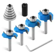 4 Pcs Rabbet Router Bits Set 1/4" Shank with 6 Interchangeable Bearings