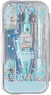 Maths Set Protractor setCute Compass Set Math Geometry Kit 8 Pieces Circle Drawing Drafting Dividers Tool Student Supplies Drawing Bow Compass Blue/Green Compass Set (Color : Bianco)