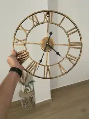 Retro Round Metal Large Wall Clock Roman Numerals for Home Decor