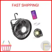 Odoland Camping Fan with LED Lantern, Rechargeable Battery Operated Fan with Han