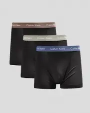 [Calvin Klein] Calvin Klein Men's Cotton Stretch Trunk 3 Pack Underwear in Black Size Small S Black