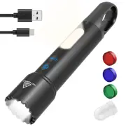 Rechargeable Flashlight, LED Flashlights High Lumens, 10 Modes with COB Sidel...