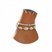 Boho Turtle Layered Shell Anklet Set Silver Ankle Bracelets Beaded Foot Chain