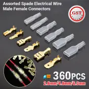 360PCS Assorted Spade Electrical Wire Male Female Connectors Kit Crimp Terminals