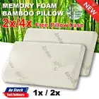 1x/2x Luxury Soft Contour Bamboo Pillow Memory Foam Fabric Fibre Cover Bed AU