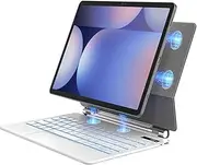 for Samsung Galaxy Tab S10+ /S9+ /S9 FE+ /S8+ /S7+ /S7 FE Case with Keyboard Floating Cantilever Stand with Multi-Touch Trackpad Pen Holder Backlit (White, 12.4 inch - S10+/S9+/S9 FE+/S8+/S7+/S7 FE)