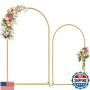 HOOPLE Set of 2 Gold Metal Wedding Arch Backdrop Stand (7.2FT and 6FT) Balloo