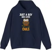 [X.Style] Just a Boy Who Loves Owls for Toddlers Boys Birds Lover ds022 Hoodie Navy L