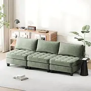 Advwin 3 Seater Sofa Chenille Fabric Couch Modern Sofa Lounge Green