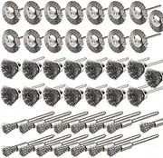 ATOPLEE Wire Brushes Set, 45PCS 1/8"(3mm) Round Shank Wire Wheels Pen Brushes Set,Alloy Steel Crimped Wire Wheel for Cleaning Rust,Paint, Stripping and Abrasive, for Drill Attachment