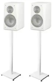 Pair 37” Steel White Speaker Stands For SVS Ultra Bookshelf Speakers