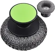 Dish Scrub Brush,Stainless Steel Dishes Brush with Handle | Stainless Steel Cleaning Scrubber Palm Non-Slip Scouring Pad for Stoves, Sink & Cutting Boards