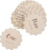 ibasenice Commemorative Baby Milestone Cards Wooden Photo Props for Newborn's Full Month Celebration