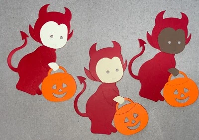 3 DEVIL cardstock paper die cut embellishments HALLOWEEN
