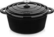 Velaze 7.5 QT Dutch Oven Pot with Lid, Enameled Cast Iron Dutch Oven with Dual Handles for Sourdough Bread Baking, Cooking, Non-stick Enamel Coated Cookware (Black)