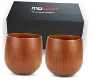 Handcrafted Wooden Bourbon Glasses Set of 2 – Hand-Carved Whiskey Tumbler,