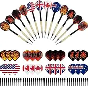 MoonSing Soft Dart 12 Pcs 8 Styles Flights Soft Tip Darts Sets with Brass-Plated Steel Barrels Extra 46 Plastic Dart Tips for Electronic Dartboard, Home, Indoor, Bar, Party Game