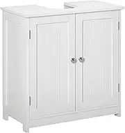 kleankin Pedestal Sink Storage Cabinet, Vanity Base Cabinet, Under Sink Bathroom Cabinet with U-Shape Cut-Out and Adjustable Internal Shelf, White