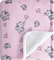 DaysU Plush Flannel Sherpa Baby Blanket for Girls Boys, Portable Reversible Soft Micro Fleece Baby Crib Throw Blanket with Animal Print for Newborn and Nursery, Elephant, 30"x40"