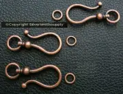 3 Ant copper plated hook eye clasps 1 in 26mm hooks jewelry necklaces fpc302